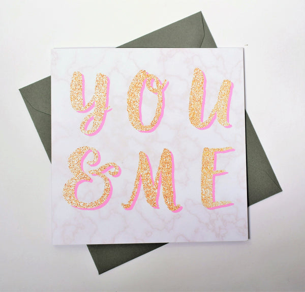 Valentine's Day Card, Marble background, You & Me