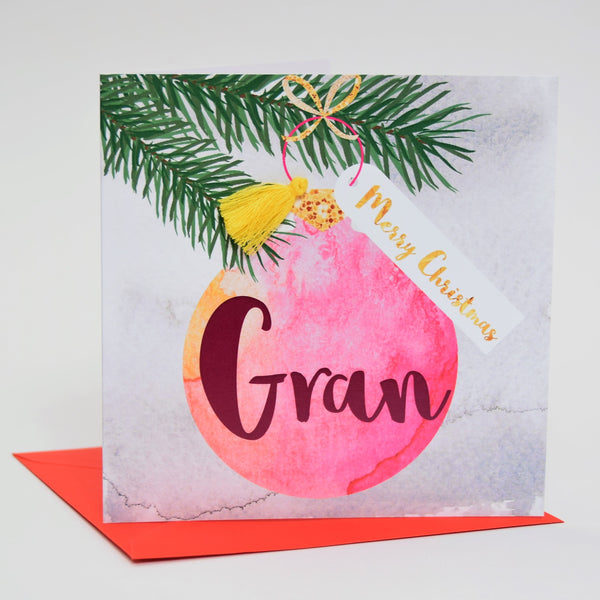 Christmas Card, Bauble, Gran, Merry Christmas, Tassel Embellished