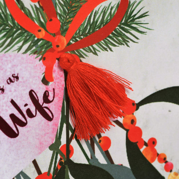 Christmas Card, Mistletoe, 1st Christmas as Husband and Wife, Tassel Embellished