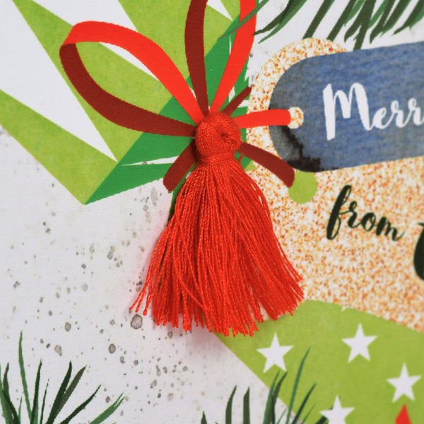 Christmas Card, Cracker and Bone Tag, from the Dog, Tassel Embellished