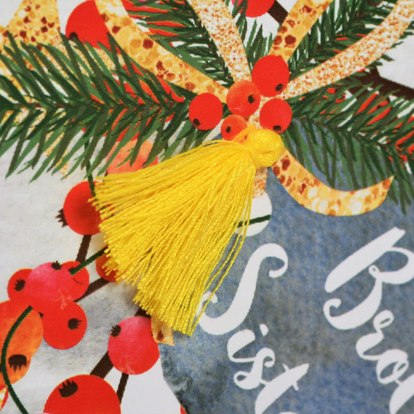 Christmas Card, Berries, Brother and Sister in law, Tassel Embellished