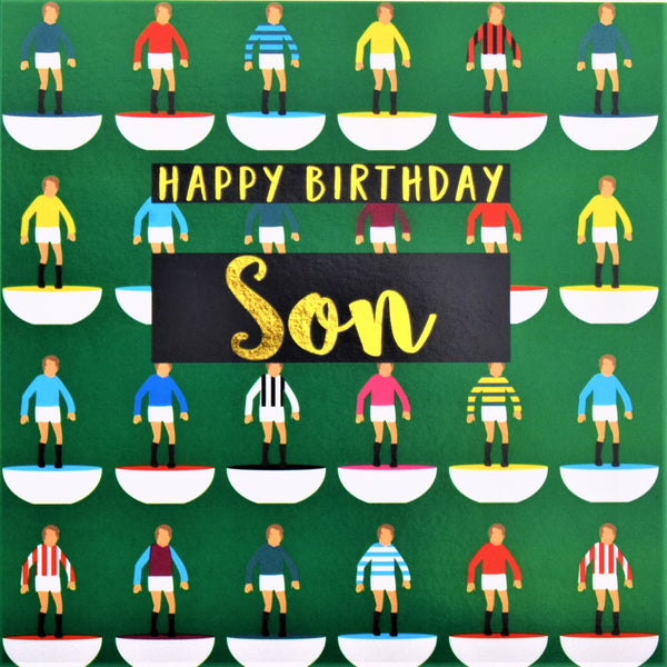 Birthday Card, Son Footballers, Happy Birthday Son, text foiled in shiny gold