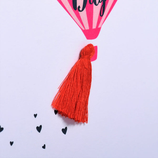 Mother's Day Card, Hot air balloon, Embellished with a colourful tassel