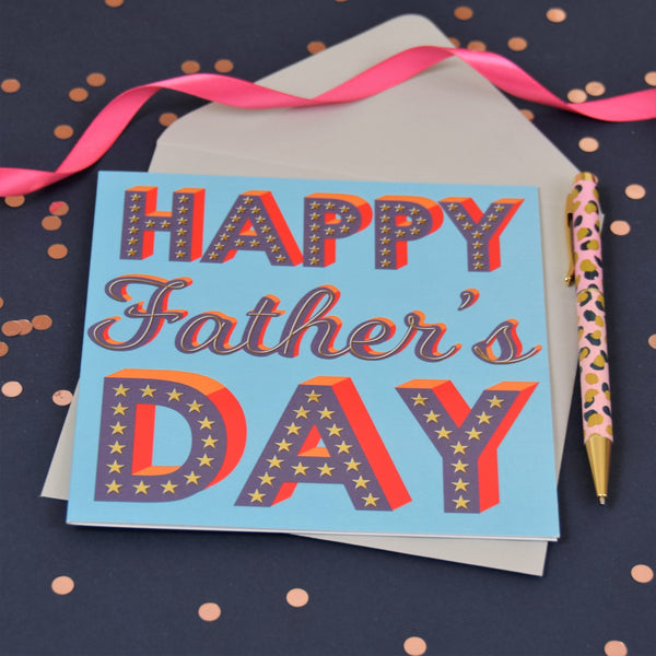 Father's Day Card, Gold Stars, text foiled in shiny gold