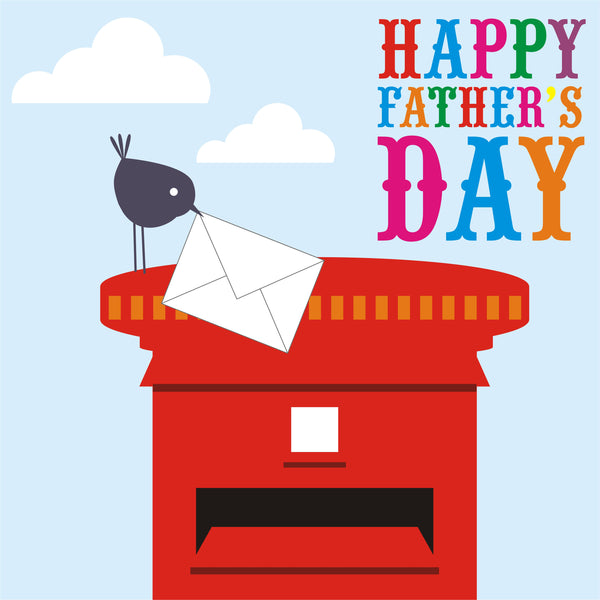 Father's Day Card, Bird and Post Box, Happy Father's Day