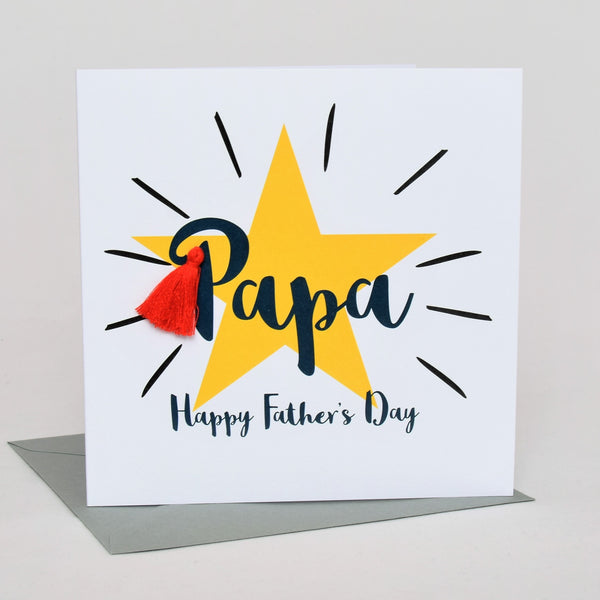 Father's Day Card, Star, Papa, Happy Father's Day, Tassel Embellished
