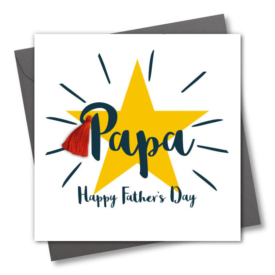 Father's Day Card, Star, Papa, Happy Father's Day, Tassel Embellished