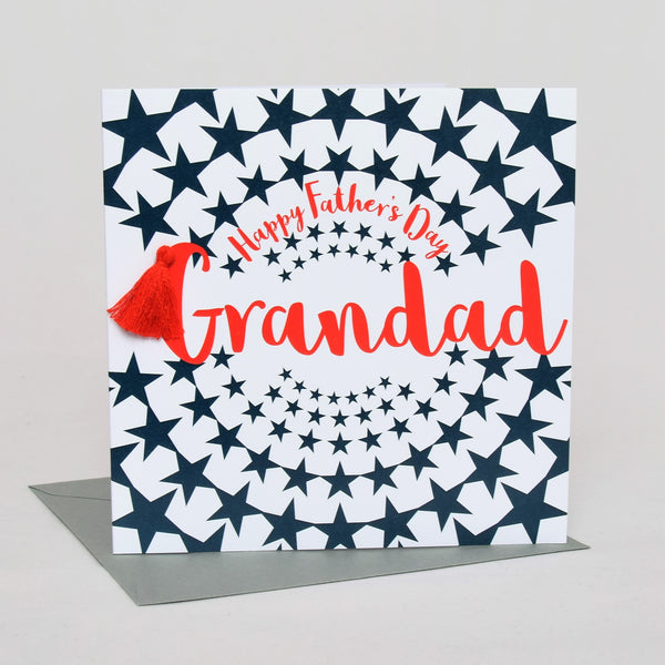 Father's Day Card, Stars, Happy Father's Day, Grandad, Tassel Embellished