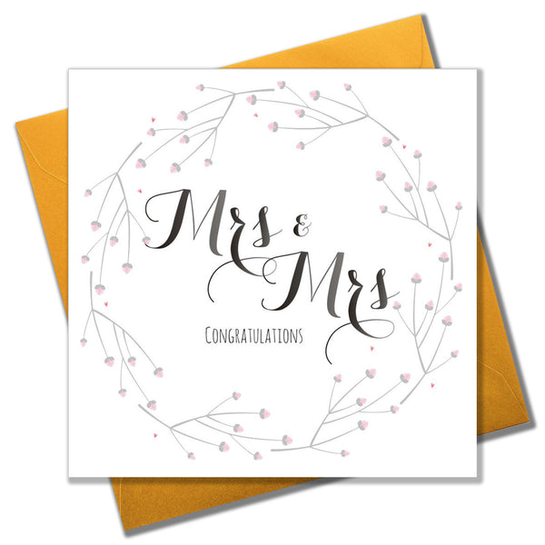 Wedding Card, Flowers, Mrs & Mrs