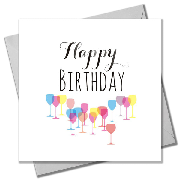Birthday Card, Wine Glasses, Happy Birthday