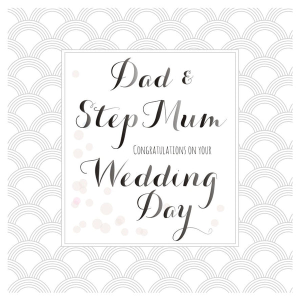 Wedding Card, Grey Circles, Dad & Step Mum Congratulations on your Wedding Day