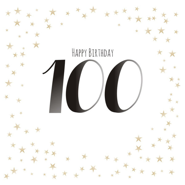 Birthday Card, Gold Stars, Happy Birthday 100