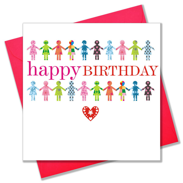 Birthday Card, Patterned Girls, Happy Birthday
