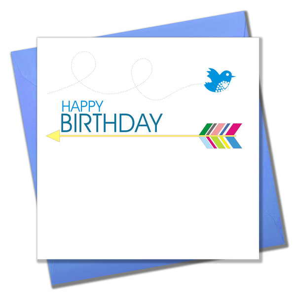Birthday Card, Arrow and bird, Happy Birthday