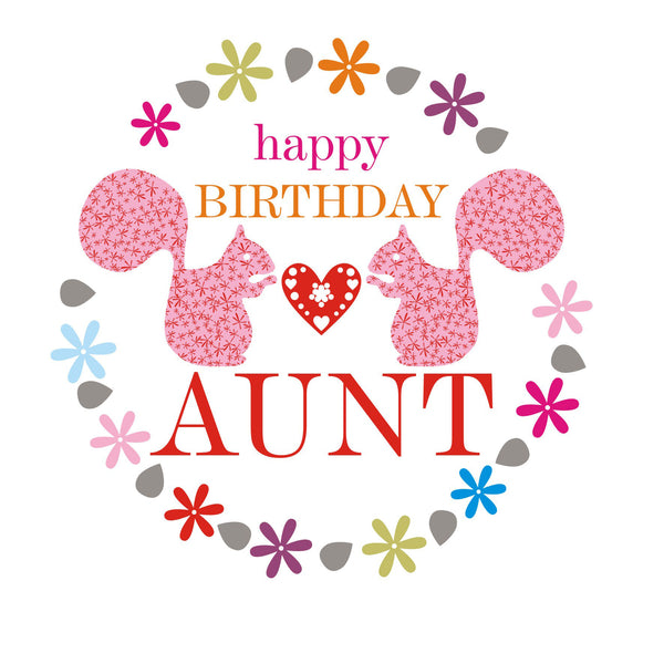 Birthday Card, Squirrels, Happy Birthday Aunt