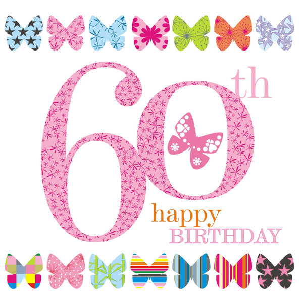 Birthday Card, Pink Age 60, Happy 60th Birthday