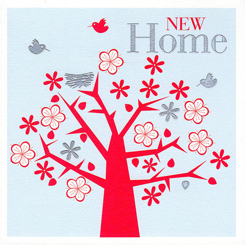 New Home Card, Tree, New Home, Embossed and Foiled text