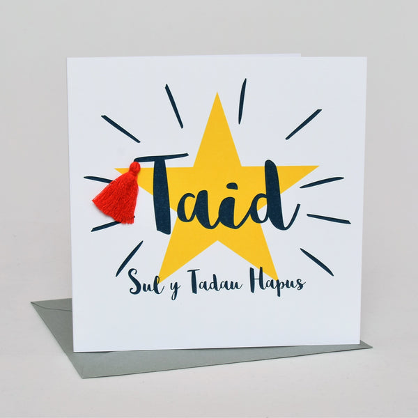 Welsh Father's Day Card, Sul y Tadau Hapus Taid, Grandad, Tassel Embellished