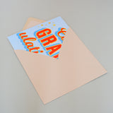 Graduation Card, Con-GRAD-ulations, Red block letters, with gold foil