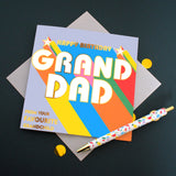 Birthday Card, Grandad, Favourite Grandchild, Retro, with gold foil