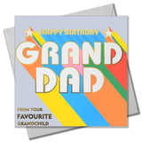 Birthday Card, Grandad, Favourite Grandchild, Retro, with gold foil