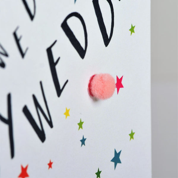 Welsh Engagement Wedding Card, Pop, Fizz, Best News Ever, Pompom Embellished
