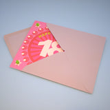 Birthday Card, Age 18 - Pink Circle, Happy 18th Birthday, Embellished with pompoms