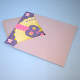 Birthday Card, Age 80 - Wheel, Happy 80th Birthday, Embellished with pompoms