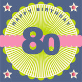 Birthday Card, Age 80 - Wheel, Happy 80th Birthday, Embellished with pompoms