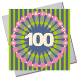 Birthday Card, Age 100 - Petal, Happy 100th Birthday, Embellished with pompoms