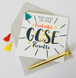 GCSE Exam Congratulations Card, Stars, Embellished with a colourful tassel