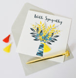 Sympathy Card, Flowers, Embellished with a colourful tassel