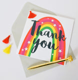 Thank You Card, Rainbow, Embellished with a colourful tassel