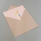 Welsh Birthday Card, Penblwydd Hapus, Colourful letters, with gold foil