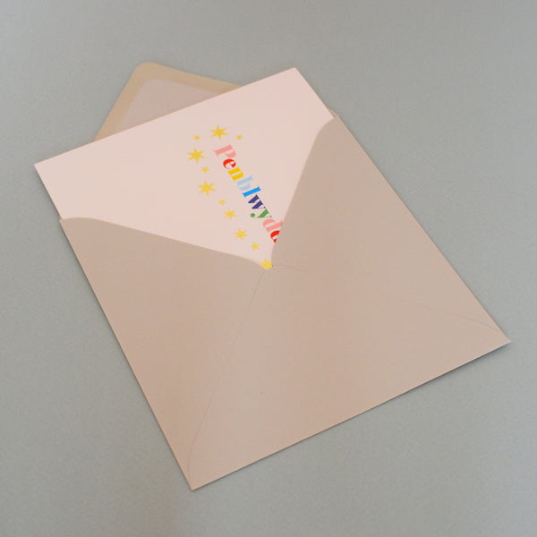 Welsh Birthday Card, Penblwydd Hapus, Colourful letters, with gold foil
