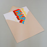 Welsh Birthday Card, Penblwydd Hapus, Block letters, with gold foil