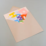 Welsh Birthday Card, Penblwydd Hapus, Scattered letters, with gold foil