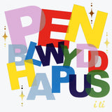 Welsh Birthday Card, Penblwydd Hapus, Scattered letters, with gold foil