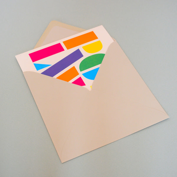 Welsh Good Luck Card, Pob Lwc, Rainbow Stencil letters, with gold foil