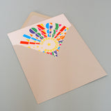 Welsh Congratulations Card, Llongyfarchiadau, In circles, with gold foil