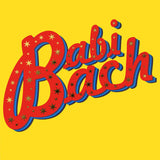 Welsh New Baby Card, Babi Bach, Red on yellow background, with gold foil