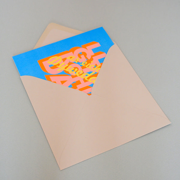 Welsh Engagement Card, Llongyfarchiadau ar eith Dyweddiad, with gold foil