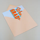 Welsh Graduation Card, Wedi Graddio, Red block letters, with gold foil