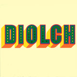 Welsh Thank You Card, Diolch, Green block letters, with gold foil