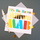 Welsh Son Birthday Card, Mab, Colourful Block letters, gold foil
