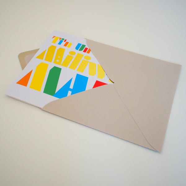 Welsh Son Birthday Card, Mab, Colourful Block letters, gold foil