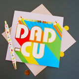 Welsh Grandad Birthday Card, Dadcu, Retro, with gold foil