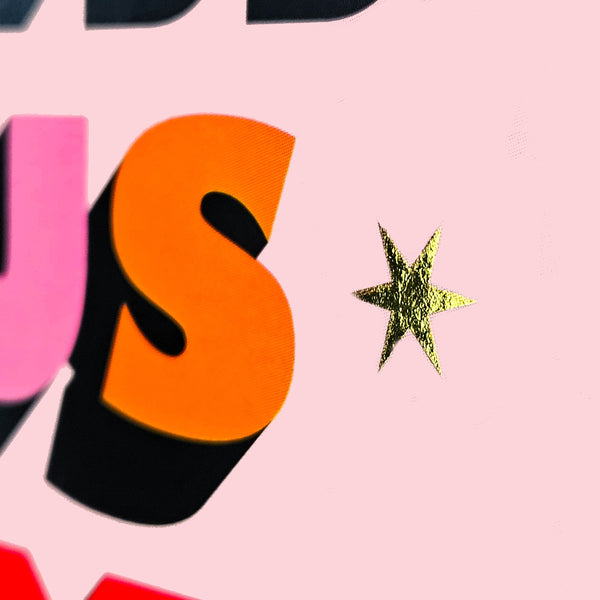 Welsh Grandma Birthday Card, Mamgu, Block letters, gold foil