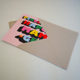 Welsh Grandma Birthday Card, Mamgu, Block letters, gold foil