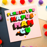 Welsh Grandma Birthday Card, Mamgu, Block letters, gold foil
